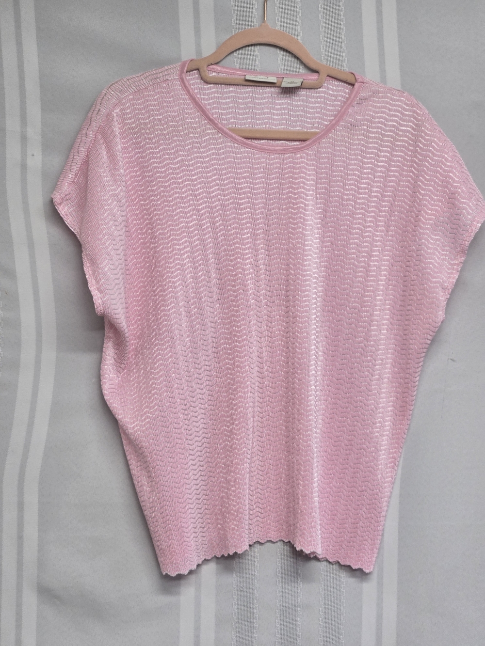 KIM ROGERSLight Pink Short Sleeve Knit Top XL